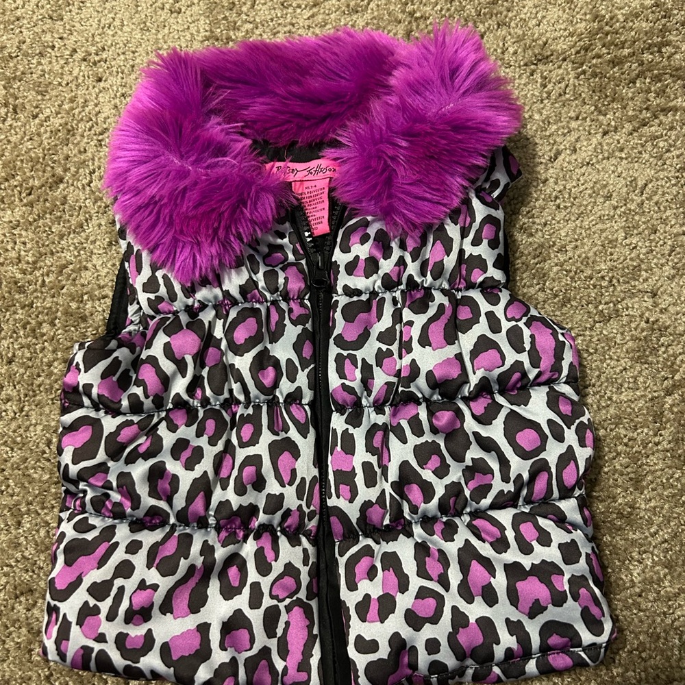 Betsey Johnson Pink and Black Leopard Print Vest